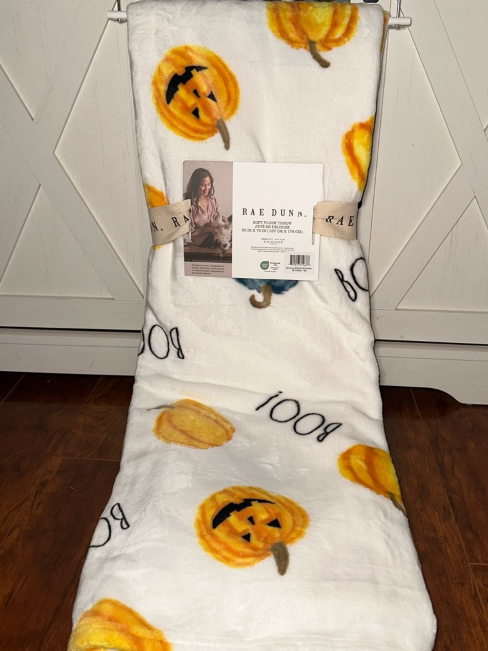 Rae Dunn Jack O Lantern Pumpkin ‘BOO’ Plush Throw Blanket